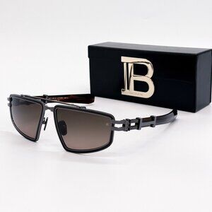 NEW BALMAIN UNISEX SUNGLASSES BALMAIN BPS-139B BLACK BROWN EYEWEAR BALMAIN